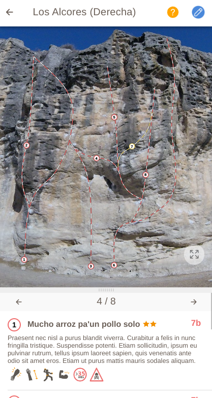Topos de escalada en linea