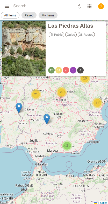 Encontrar sectores de escalada